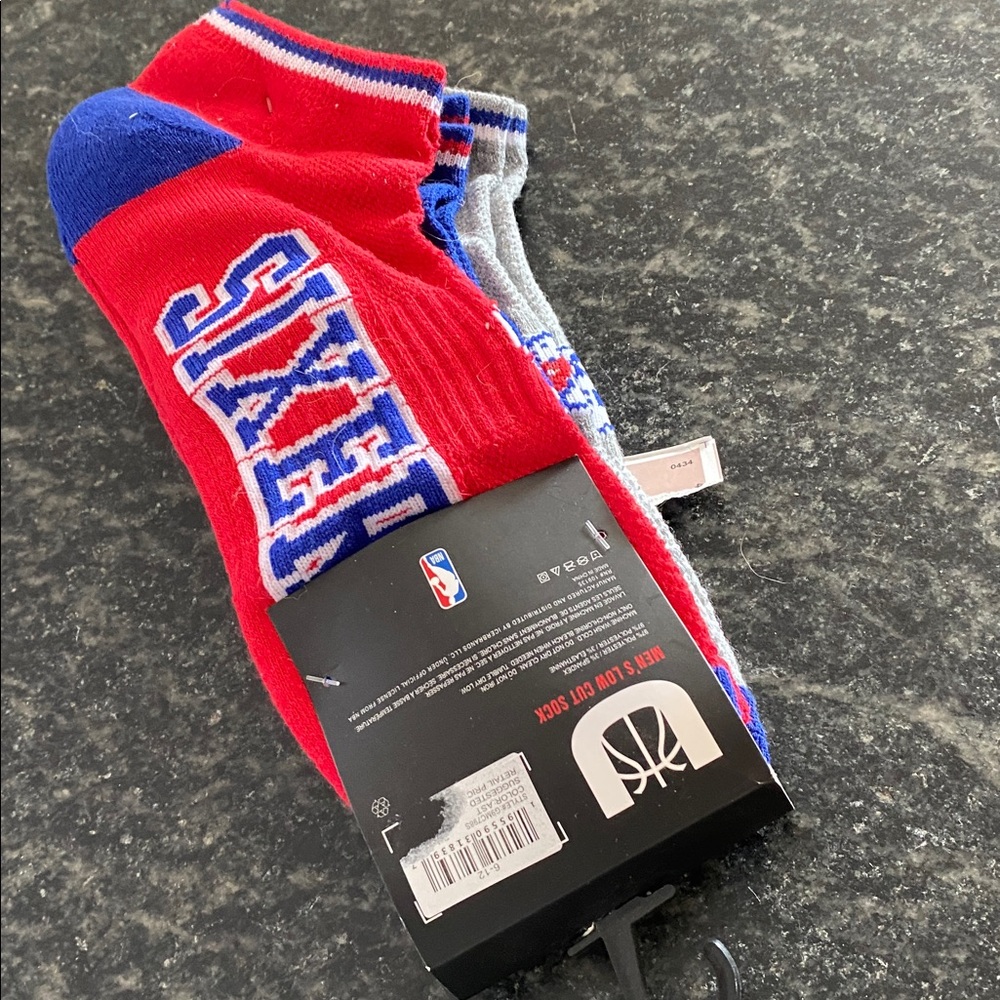 Philadelphia 76ers Sixers low cut 3 pack SOCKS NBA 6-12